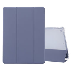 3-folding Electric Pressed Skin Texture Horizontal Flip Shockproof Transparent TPU + PU Leather Case with Holder & Pen Slot & Sleep / Wake-up Function, For iPad 10.2 2021 / 2020 / 2019