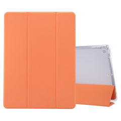 3-folding Electric Pressed Skin Texture Horizontal Flip Shockproof Transparent TPU + PU Leather Case with Holder & Pen Slot & Sleep / Wake-up Function, For iPad 10.2 2021 / 2020 / 2019