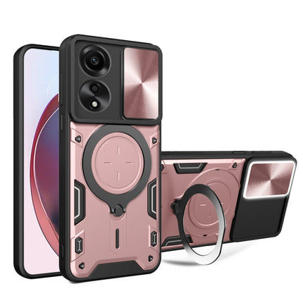 CD Texture Sliding Camshield Magnetic Holder Phone Case, For OPPO A38 4G Global, For OPPO A58 4G Global, For OPPO Reno10 5G Global, For OPPO A78 4G