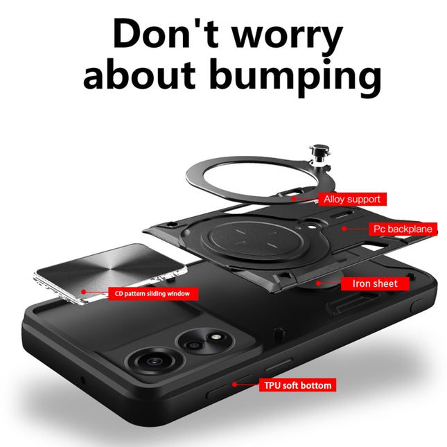 CD Texture Sliding Camshield Magnetic Holder Phone Case, For OPPO F23 5G India / A98 5G / A1 5G, For OPPO Find X8 Pro, For OPPO Reno8 T 5G, For OPPO A17 4G