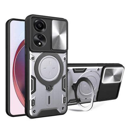 CD Texture Sliding Camshield Magnetic Holder Phone Case, For OPPO A38 4G Global, For OPPO A58 4G Global, For OPPO Reno10 5G Global, For OPPO A78 4G