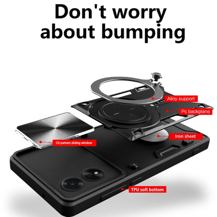 CD Texture Sliding Camshield Magnetic Holder Phone Case, For OPPO A38 4G Global, For OPPO A58 4G Global, For OPPO Reno10 5G Global, For OPPO A78 4G