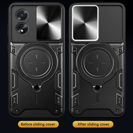 CD Texture Sliding Camshield Magnetic Holder Phone Case, For OPPO A38 4G Global, For OPPO A58 4G Global, For OPPO Reno10 5G Global, For OPPO A78 4G
