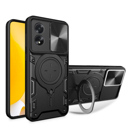 CD Texture Sliding Camshield Magnetic Holder Phone Case, For OPPO A38 4G Global, For OPPO A58 4G Global, For OPPO Reno10 5G Global, For OPPO A78 4G