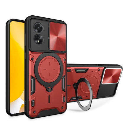 CD Texture Sliding Camshield Magnetic Holder Phone Case, For OPPO A38 4G Global, For OPPO A58 4G Global, For OPPO Reno10 5G Global, For OPPO A78 4G