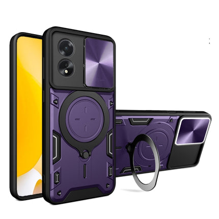 CD Texture Sliding Camshield Magnetic Holder Phone Case, For OPPO A38 4G Global, For OPPO A58 4G Global, For OPPO Reno10 5G Global, For OPPO A78 4G