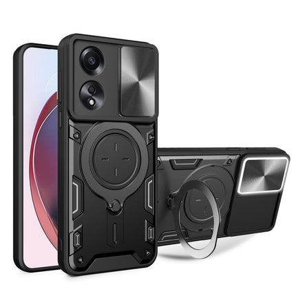 CD Texture Sliding Camshield Magnetic Holder Phone Case, For OPPO A38 4G Global, For OPPO A58 4G Global, For OPPO Reno10 5G Global, For OPPO A78 4G