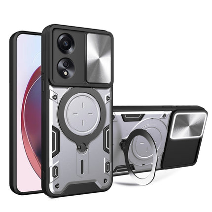 CD Texture Sliding Camshield Magnetic Holder Phone Case, For OPPO A38 4G Global, For OPPO A58 4G Global, For OPPO Reno10 5G Global, For OPPO A78 4G