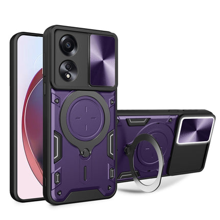 CD Texture Sliding Camshield Magnetic Holder Phone Case, For OPPO A38 4G Global, For OPPO A58 4G Global, For OPPO Reno10 5G Global, For OPPO A78 4G