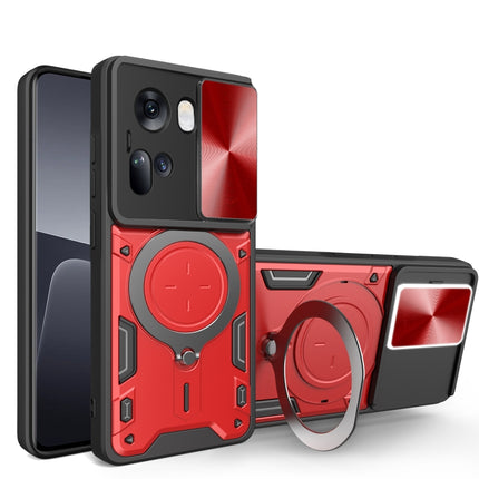 CD Texture Sliding Camshield Magnetic Holder Phone Case, For OPPO Reno12 5G Global, For OPPO Reno11 F 5G Global, For OPPO Reno11 5G Global, For OPPO Reno11 Pro 5G Global