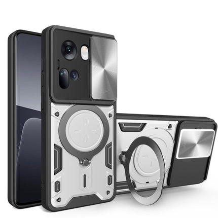 CD Texture Sliding Camshield Magnetic Holder Phone Case, For OPPO Reno12 5G Global, For OPPO Reno11 F 5G Global, For OPPO Reno11 5G Global, For OPPO Reno11 Pro 5G Global
