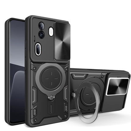 CD Texture Sliding Camshield Magnetic Holder Phone Case, For OPPO Reno12 5G Global, For OPPO Reno11 F 5G Global, For OPPO Reno11 5G Global, For OPPO Reno11 Pro 5G Global