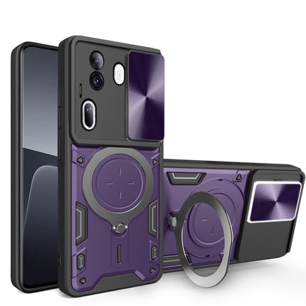 CD Texture Sliding Camshield Magnetic Holder Phone Case, For OPPO Reno12 5G Global, For OPPO Reno11 F 5G Global, For OPPO Reno11 5G Global, For OPPO Reno11 Pro 5G Global