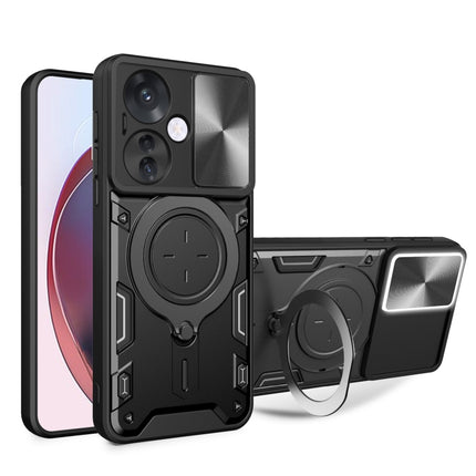 CD Texture Sliding Camshield Magnetic Holder Phone Case, For OPPO Reno12 5G Global, For OPPO Reno11 F 5G Global, For OPPO Reno11 5G Global, For OPPO Reno11 Pro 5G Global