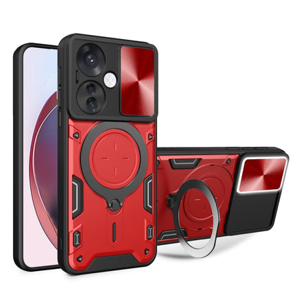 CD Texture Sliding Camshield Magnetic Holder Phone Case, For OPPO Reno12 5G Global, For OPPO Reno11 F 5G Global, For OPPO Reno11 5G Global, For OPPO Reno11 Pro 5G Global