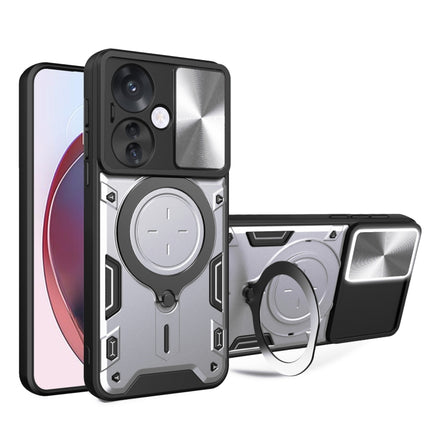 CD Texture Sliding Camshield Magnetic Holder Phone Case, For OPPO Reno12 5G Global, For OPPO Reno11 F 5G Global, For OPPO Reno11 5G Global, For OPPO Reno11 Pro 5G Global