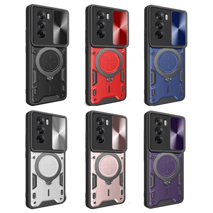 CD Texture Sliding Camshield Magnetic Holder Phone Case, For OPPO Reno12 5G Global, For OPPO Reno11 F 5G Global, For OPPO Reno11 5G Global, For OPPO Reno11 Pro 5G Global