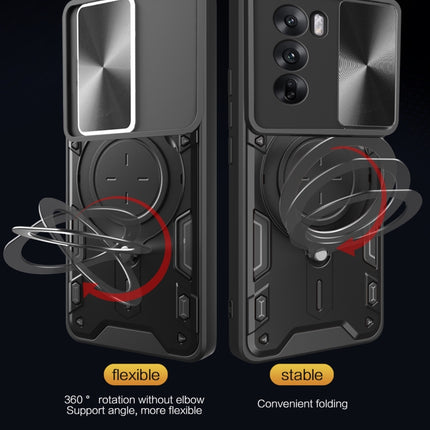CD Texture Sliding Camshield Magnetic Holder Phone Case, For OPPO Reno12 5G Global, For OPPO Reno11 F 5G Global, For OPPO Reno11 5G Global, For OPPO Reno11 Pro 5G Global