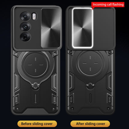 CD Texture Sliding Camshield Magnetic Holder Phone Case, For OPPO Reno12 5G Global, For OPPO Reno11 F 5G Global, For OPPO Reno11 5G Global, For OPPO Reno11 Pro 5G Global