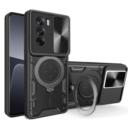 CD Texture Sliding Camshield Magnetic Holder Phone Case, For OPPO Reno12 5G Global, For OPPO Reno11 F 5G Global, For OPPO Reno11 5G Global, For OPPO Reno11 Pro 5G Global