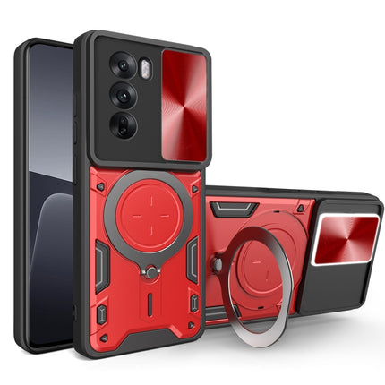 CD Texture Sliding Camshield Magnetic Holder Phone Case, For OPPO Reno12 5G Global, For OPPO Reno11 F 5G Global, For OPPO Reno11 5G Global, For OPPO Reno11 Pro 5G Global