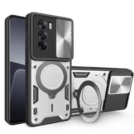 CD Texture Sliding Camshield Magnetic Holder Phone Case, For OPPO Reno12 5G Global, For OPPO Reno11 F 5G Global, For OPPO Reno11 5G Global, For OPPO Reno11 Pro 5G Global