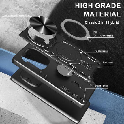 CD Texture Sliding Camshield Magnetic Holder Phone Case, For OPPO A3x 5G India / A3x 4G, For OPPO Reno12 F 5G Global, For OPPO A3 Pro 5G India, For OPPO Reno12 Pro 5G Global