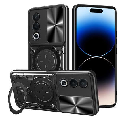 CD Texture Sliding Camshield Magnetic Holder Phone Case, For OPPO A3x 5G India / A3x 4G, For OPPO Reno12 F 5G Global, For OPPO A3 Pro 5G India, For OPPO Reno12 Pro 5G Global
