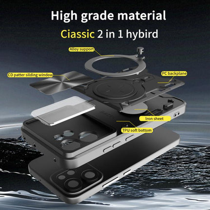 CD Texture Sliding Camshield Magnetic Holder Phone Case, For OPPO Reno14 F 5G Global, For OPPO A5 5G Global / A5x 5G, For OPPO Reno14 5G Global, For OPPO A59 5G Global