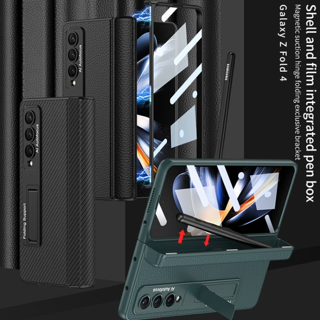Funda de cuero con bisagras integradas GKK para teléfono con soporte para Samsung Galaxy Z Fold4