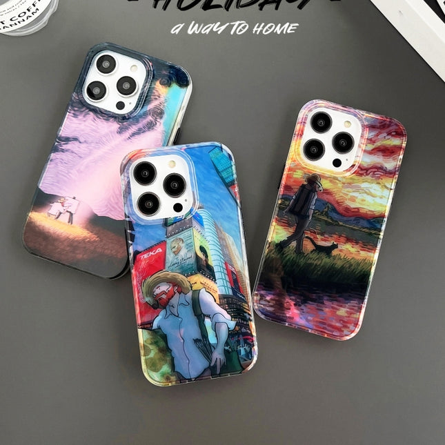 Dual-sided Lamination Oil Painting IMD Phone Case, For iPhone 14, For iPhone 14 Pro, For iPhone 14 Pro Max, For iPhone 13 Pro Max, For iPhone 13 Pro, For iPhone 13, For iPhone 12, For iPhone 12 Pro Max, For iPhone 12 Pro