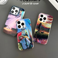Dual-sided Lamination Oil Painting IMD Phone Case, For iPhone 14, For iPhone 14 Pro, For iPhone 14 Pro Max, For iPhone 13 Pro Max, For iPhone 13 Pro, For iPhone 13, For iPhone 12, For iPhone 12 Pro Max