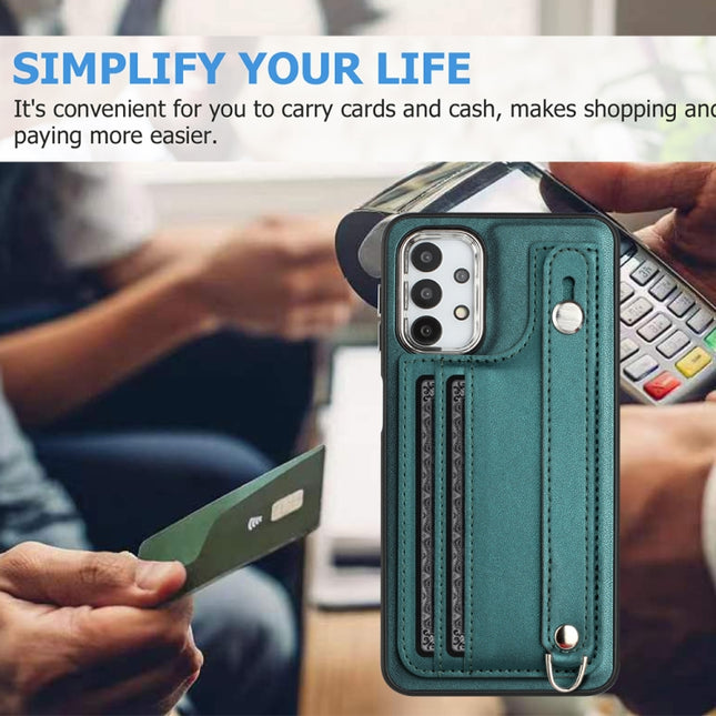 Shockproof Leather Phone Case with Wrist Strap, For Samsung Galaxy A13 4G, For Samsung Galaxy S22 Ultra 5G, For Samsung Galaxy S22+ 5G, For Samsung Galaxy S22 5G