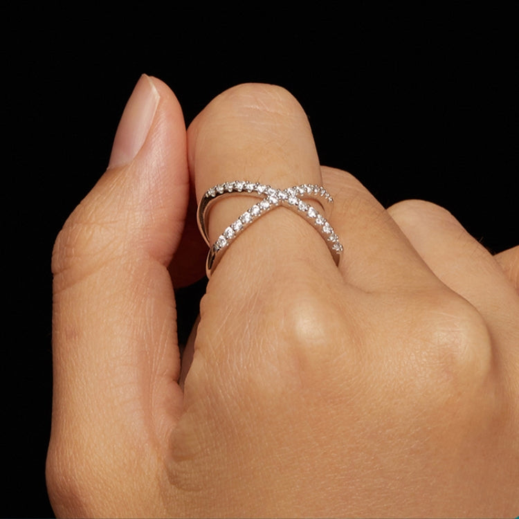 S925 Sterling Silver White Gold Plated Dual Layer Moissanite Ring Hand Decoration