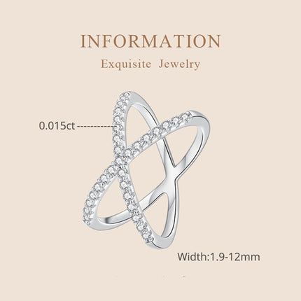 S925 Sterling Silver White Gold Plated Dual Layer Moissanite Ring Hand Decoration