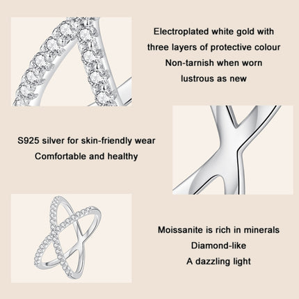 S925 Sterling Silver White Gold Plated Dual Layer Moissanite Ring Hand Decoration