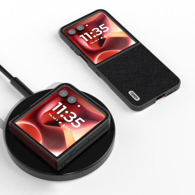 ABEEL Cross Texture Genuine Leather Phone Case