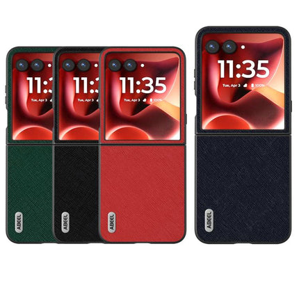 ABEEL Cross Texture Genuine Leather Phone Case