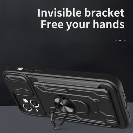 Sliding Camshield TPU+PC Phone Case with Card Slot, For iPhone 15