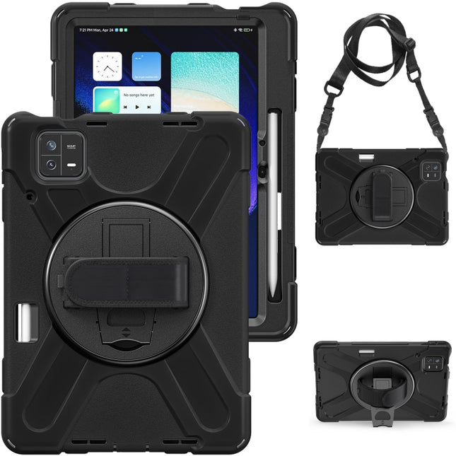 Silicone Hybrid PC Tablet Case with Grip & Shoulder Strap, For Xiaomi Pad 6 / Pad 6 Pro