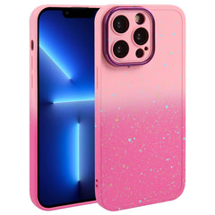 Gradient Starry Silicone Phone Case with Lens Film, For iPhone 14 Pro, For iPhone 15, For iPhone 14 Pro Max, For iPhone 13 Pro Max, For iPhone 13 Pro