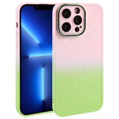 Gradient Starry Silicone Phone Case with Lens Film, For iPhone 14 Pro, For iPhone 15, For iPhone 14 Pro Max, For iPhone 13 Pro Max, For iPhone 13 Pro