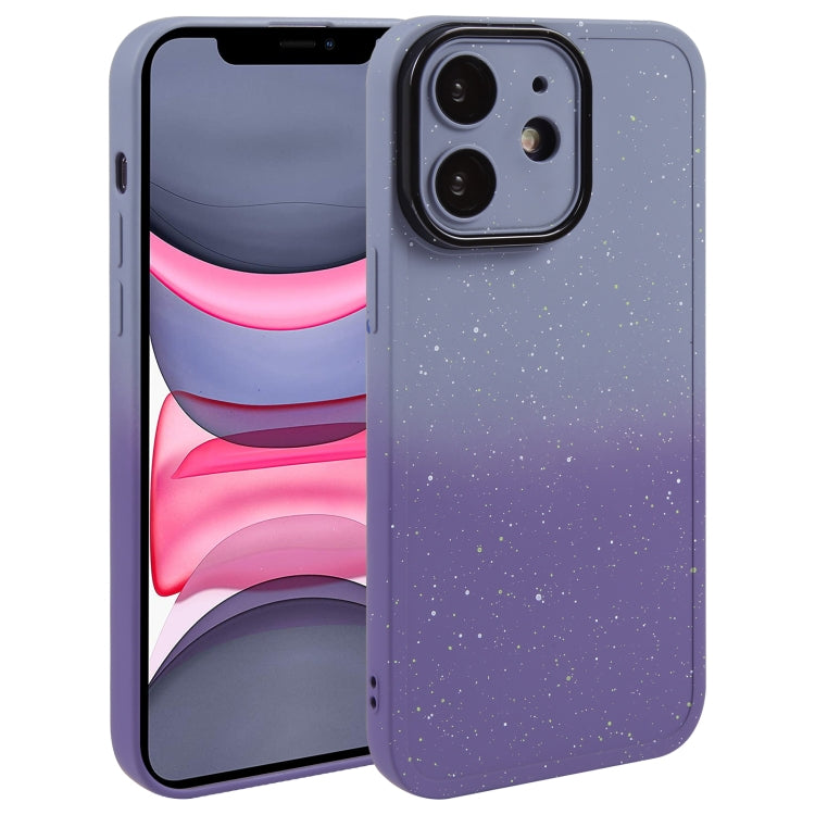 Funda de silicona con degradado de estrellas y película para lente para iPhone 11
