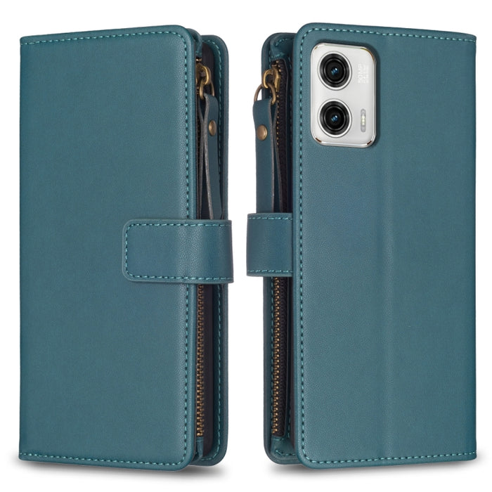 9 Card Slots Zipper Wallet Leather Flip Phone Case, For Motorola Moto G73 5G