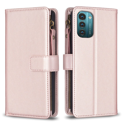 9 Card Slots Zipper Wallet Leather Flip Phone Case, For Nokia C32, For Nokia C02, For Nokia G21 / G11
