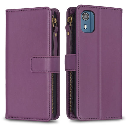 9 Card Slots Zipper Wallet Leather Flip Phone Case, For Nokia C32, For Nokia C02, For Nokia G21 / G11