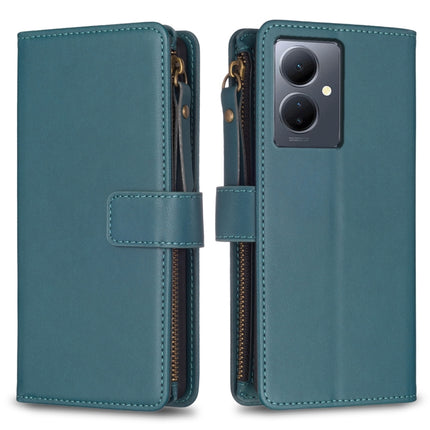 9 Card Slots Zipper Wallet Leather Flip Phone Case, For vivo Y11 / Y15 / Y12 / Y17, For vivo Y78 5G, For vivo Y35 4G / Y22s, For vivo Y21 / Y21s / Y33s