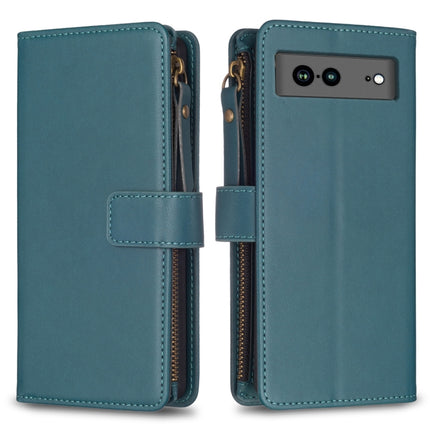 9 Card Slots Zipper Wallet Leather Flip Phone Case, For Google Pixel 8 Pro, For Google Pixel 8, For Google Pixel 7a, For Google Pixel 7 Pro