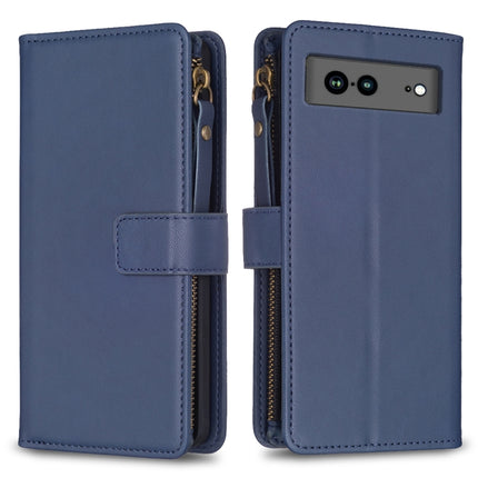 9 Card Slots Zipper Wallet Leather Flip Phone Case, For Google Pixel 8 Pro, For Google Pixel 8, For Google Pixel 7a, For Google Pixel 7 Pro
