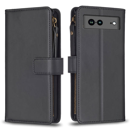 9 Card Slots Zipper Wallet Leather Flip Phone Case, For Google Pixel 8 Pro, For Google Pixel 8, For Google Pixel 7a, For Google Pixel 7 Pro